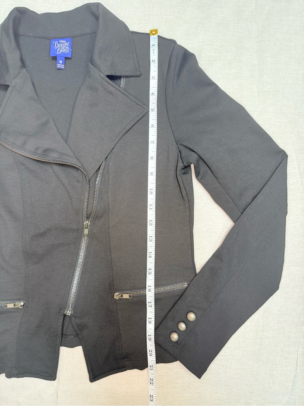 Disney Beauty & The Beast Black Moto Zip Jacket Medium - Picture 4 of 9
